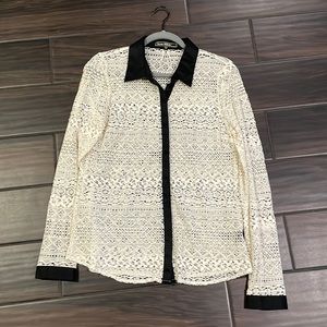 All lace top with black satin trim